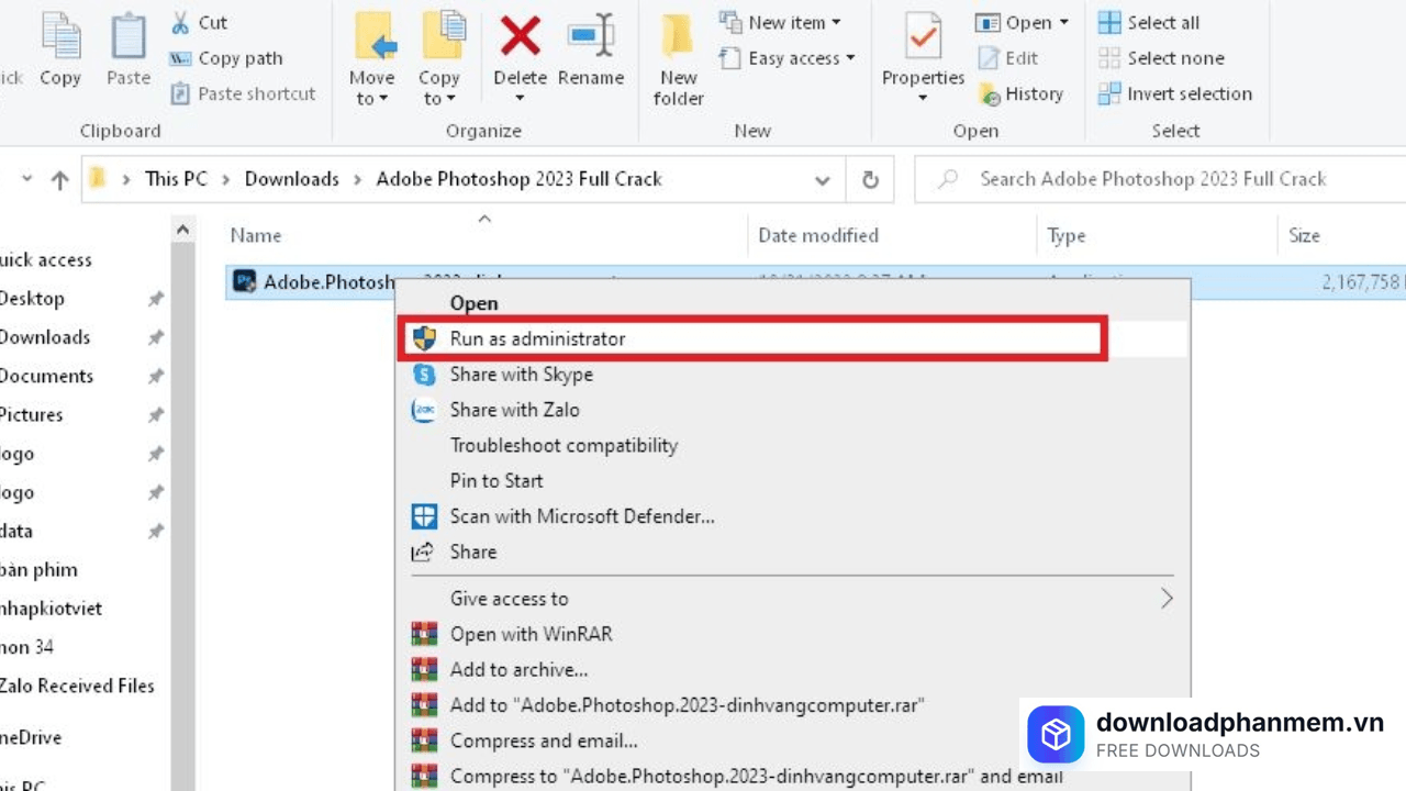 Khởi chạy tệp vừa tải xuống