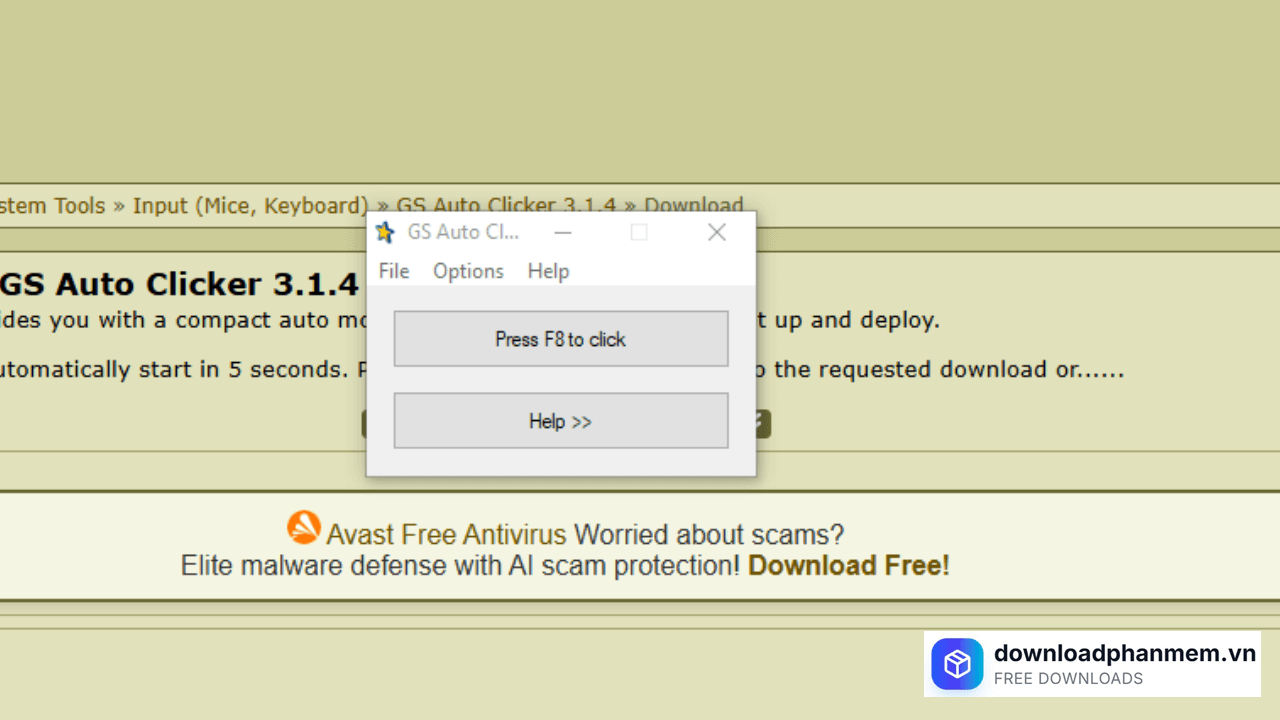 Màn hình thiết lập Click Interval xuất hiện