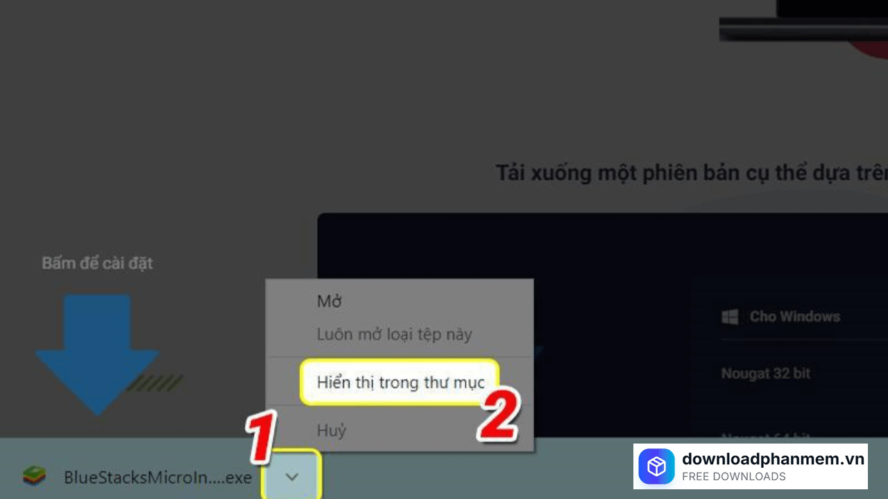 Mở thư mục vừa tải về máy Mở thư mục vừa tải về máy