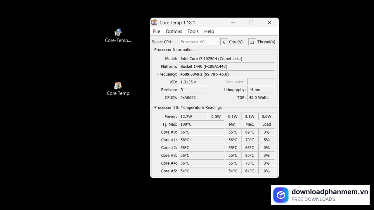 cac loi thuong gap khi cai dat core temp