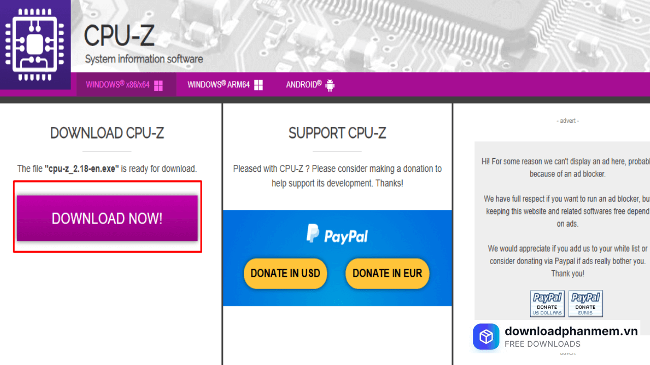 Nhấn mục Download Now 