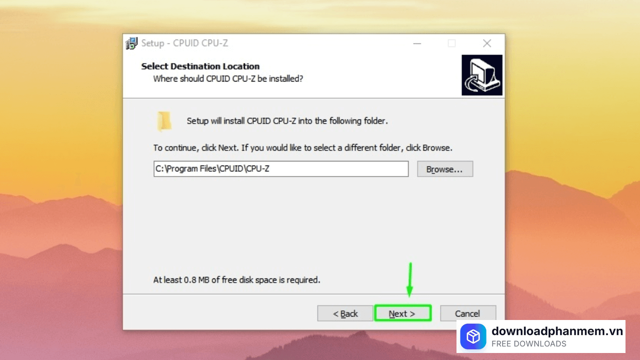 Chọn mục lưu trữ nhấn Next
