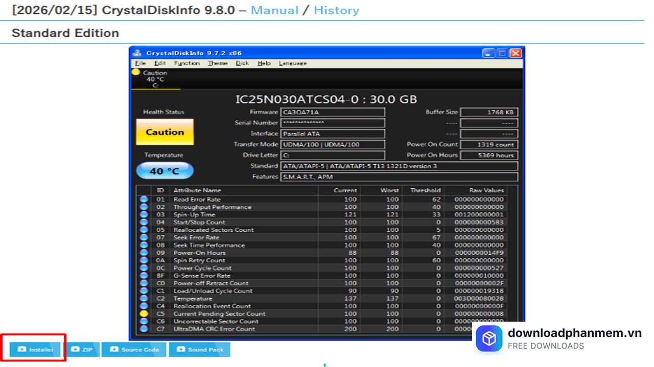 Nhấn Installer để tải xuống phần mềm