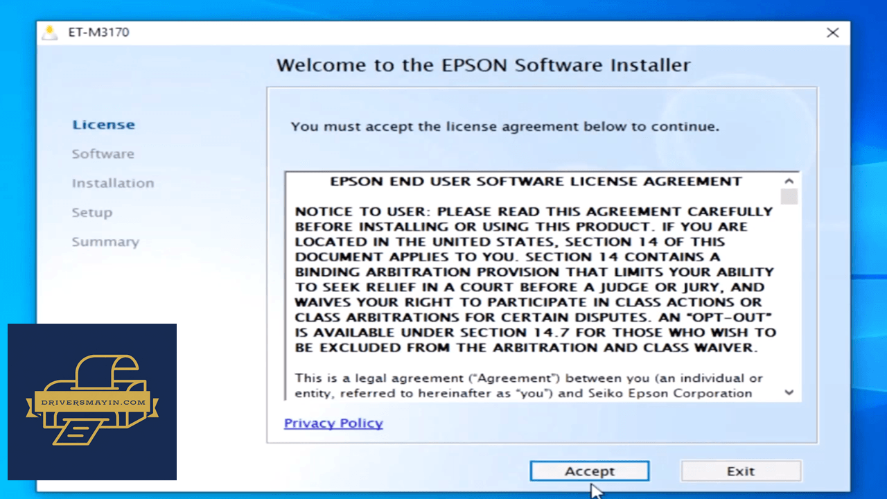 huong dan chi tiet cac buoc cai dat driver may in epson ecotank m31703