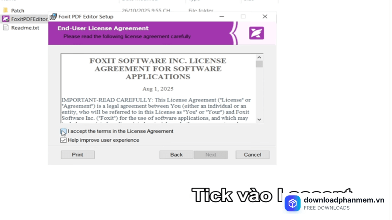 Tích vào mục I accept... và nhấn Next