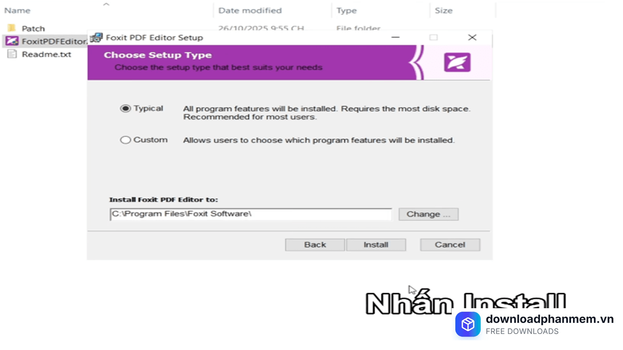 Chọn Typical và nhấn Install