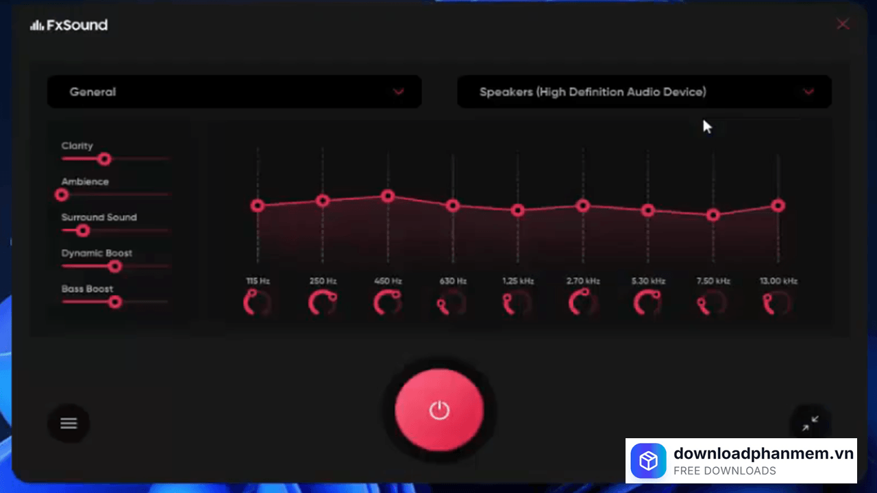 Màn hình giao diện FxSound