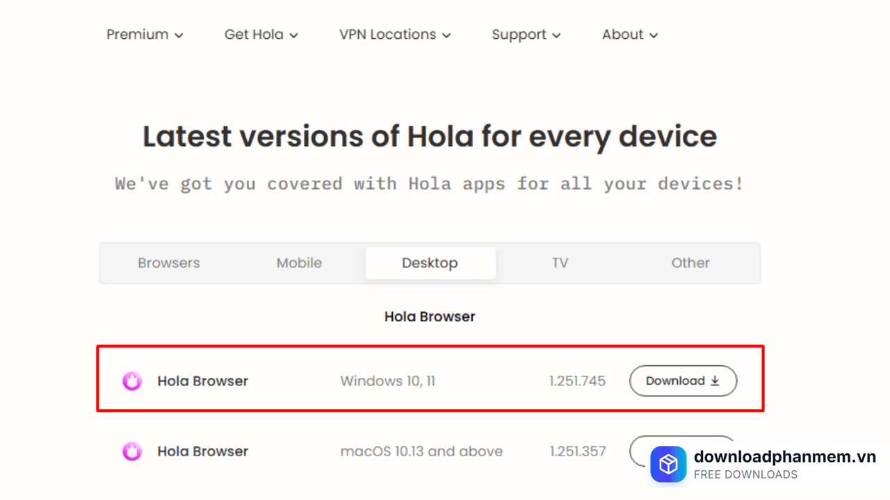 Nhấn mục Download