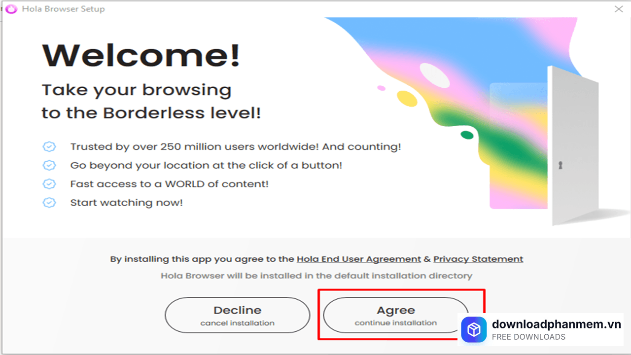 Nhấn mục Agree đồng ý điều khoản