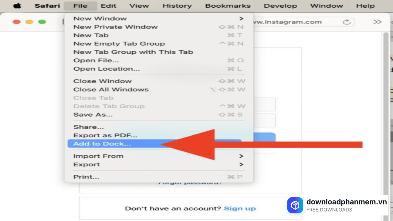 Tại File nhấn Add to Dock Tại File nhấn Add to Dock