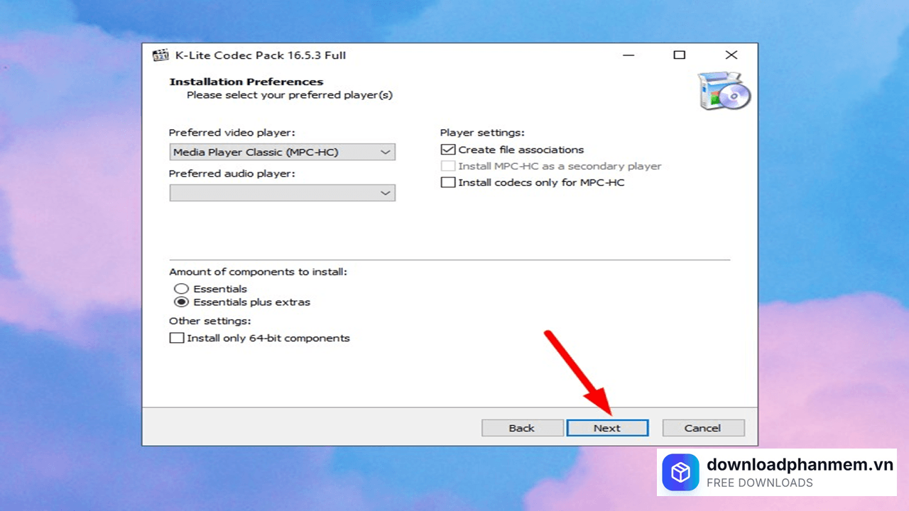 Tiếp tục nhấn Next