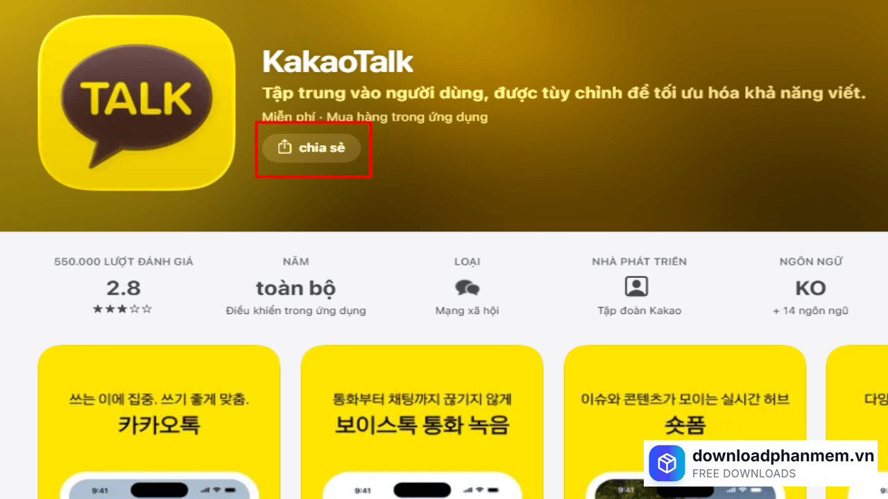 Nhấn chọn mục Chia sẻ