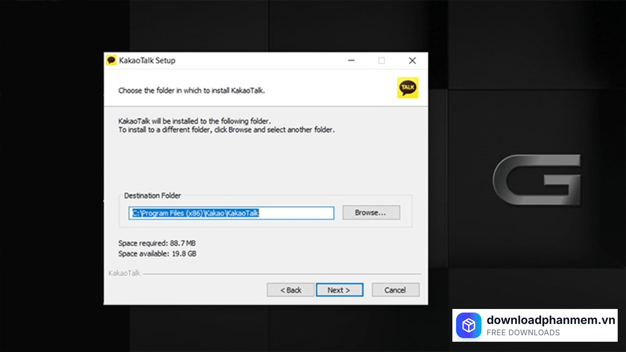 Nhấn Next chọn mục lưu trữ