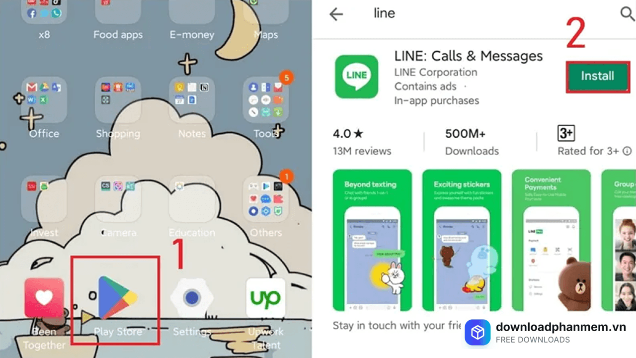Mở Play Store tải phần mềm