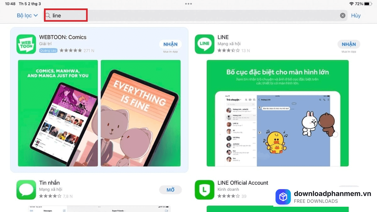 Tìm kiếm Line trong CH Play