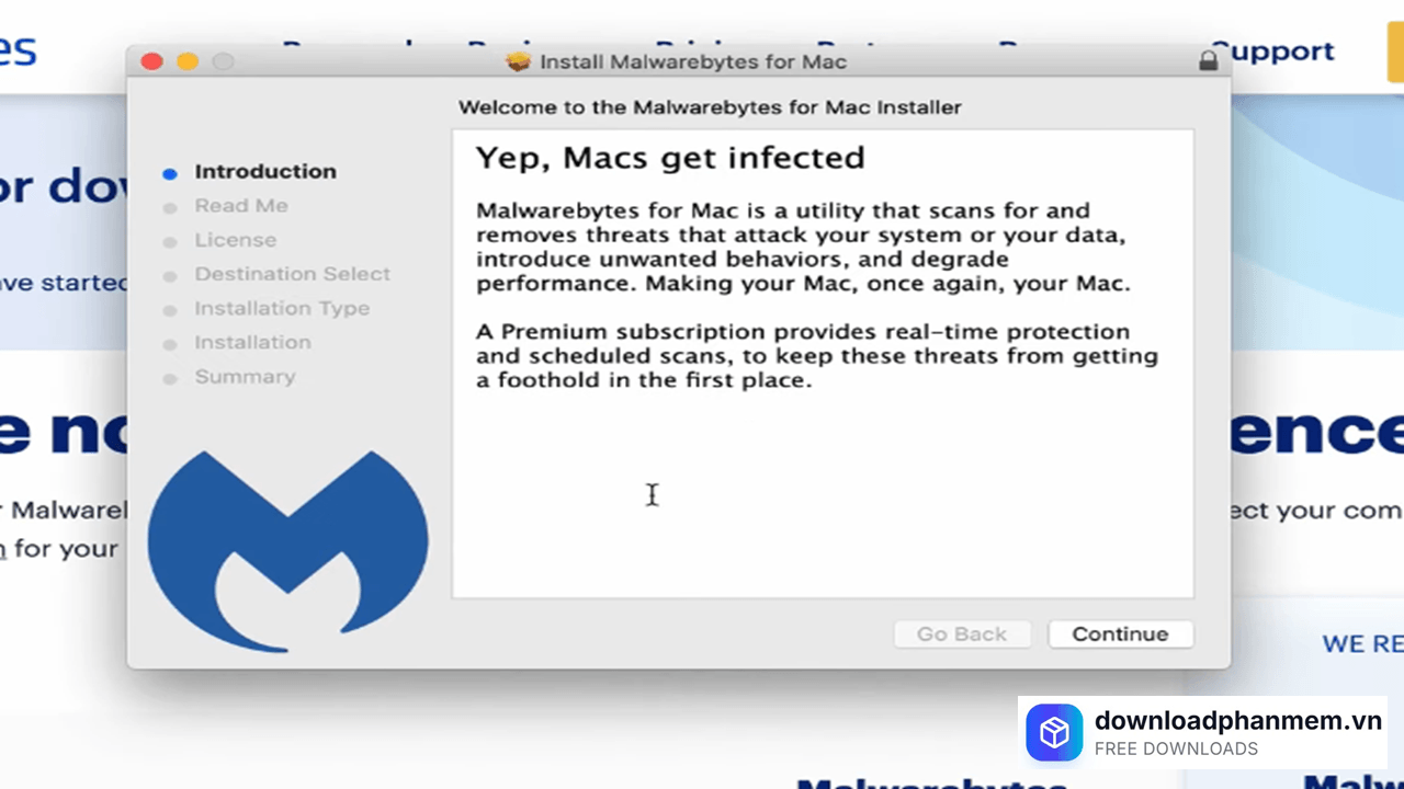 Nhấn Continue để chấp nhận cài đặt