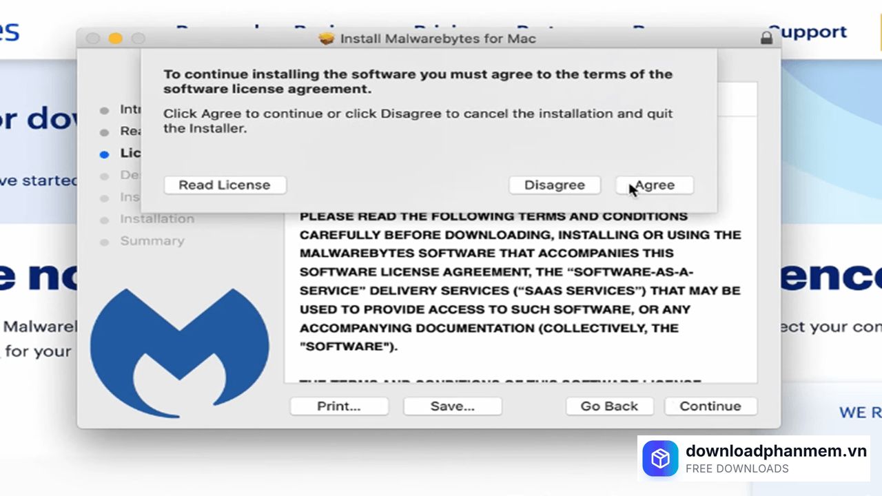 Nhấn Agree với yêu cầu phần mềm