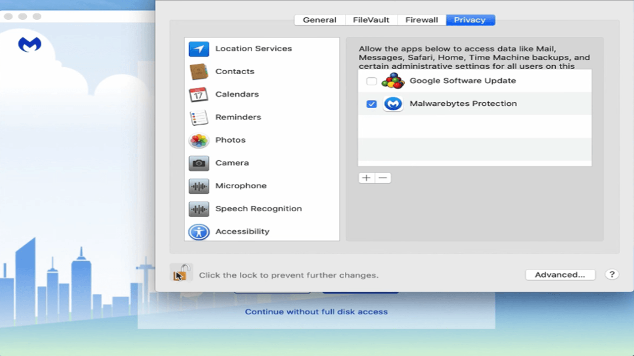 Tiếp tục tick vào biểu tượng Malwarebytes