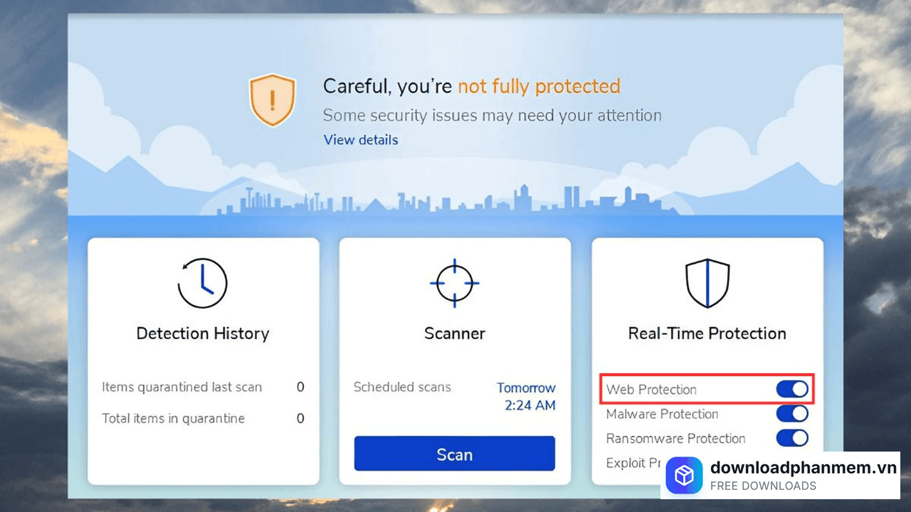 Bật nút Web Protection Bật nút Web Protection