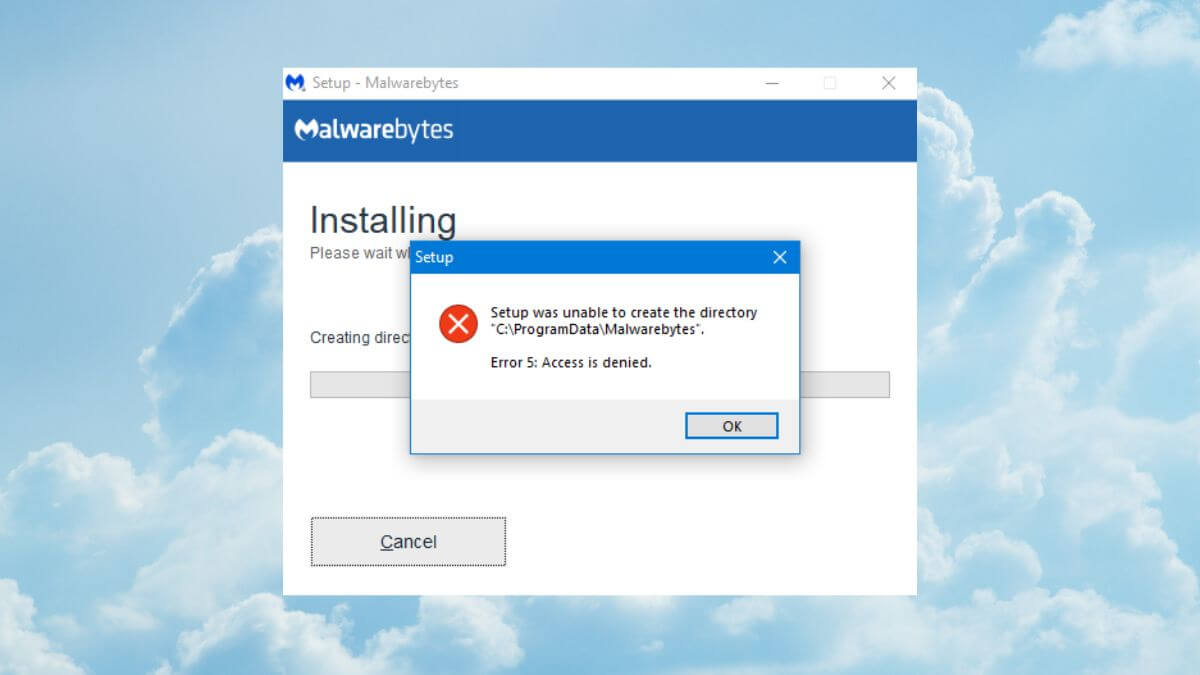 Lỗi cài đặt bị gián đoạn Lỗi cài đặt bị gián đoạn