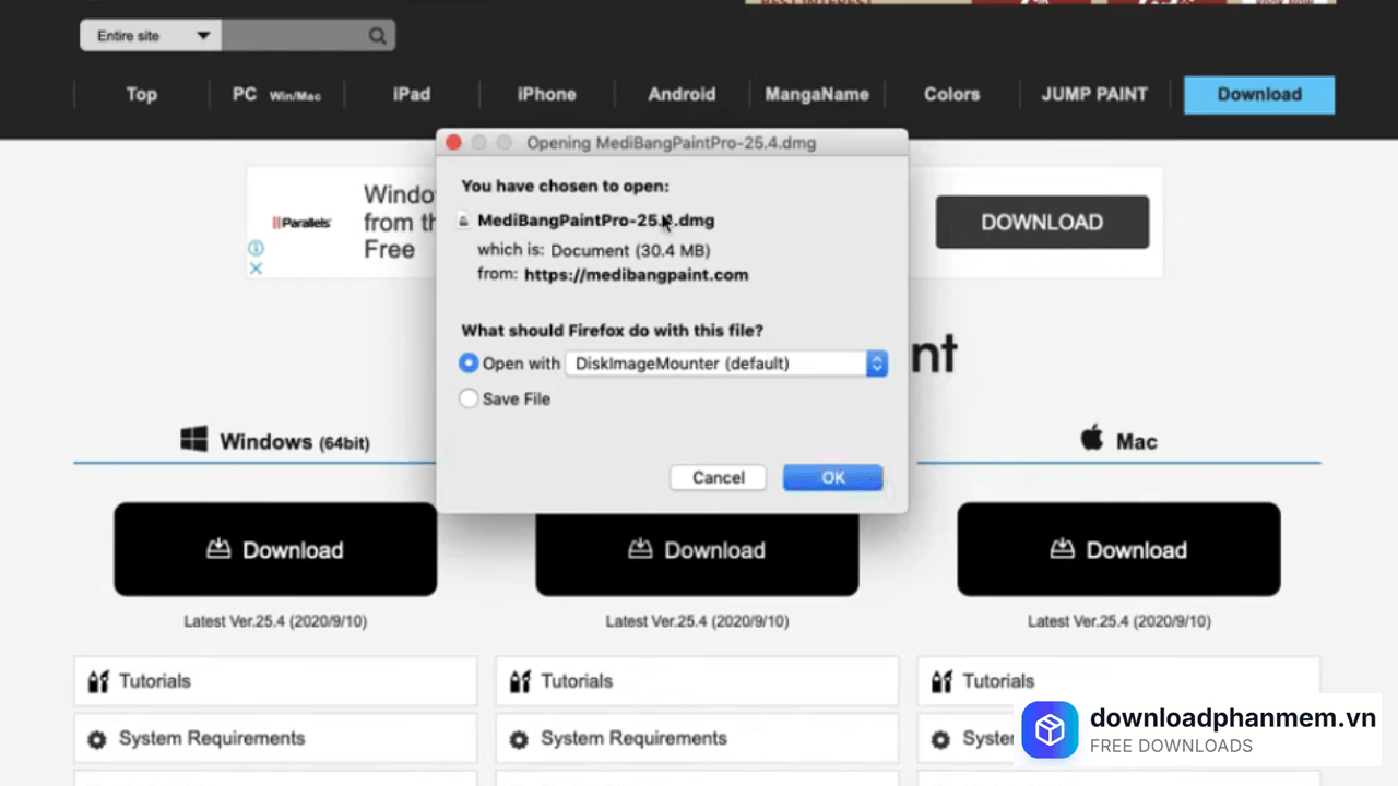 Nhấn Ok để khởi chạy tệp vừa tải xuống