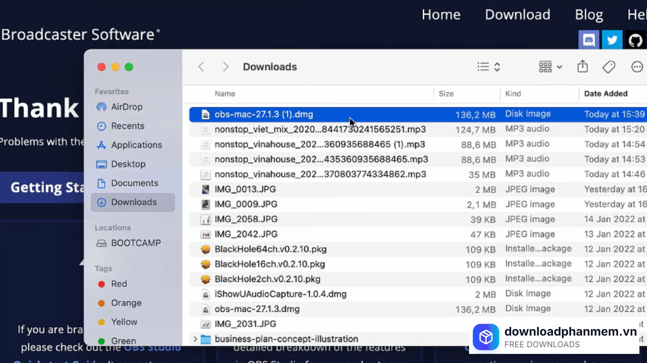 Nhấn chọn file .dmg