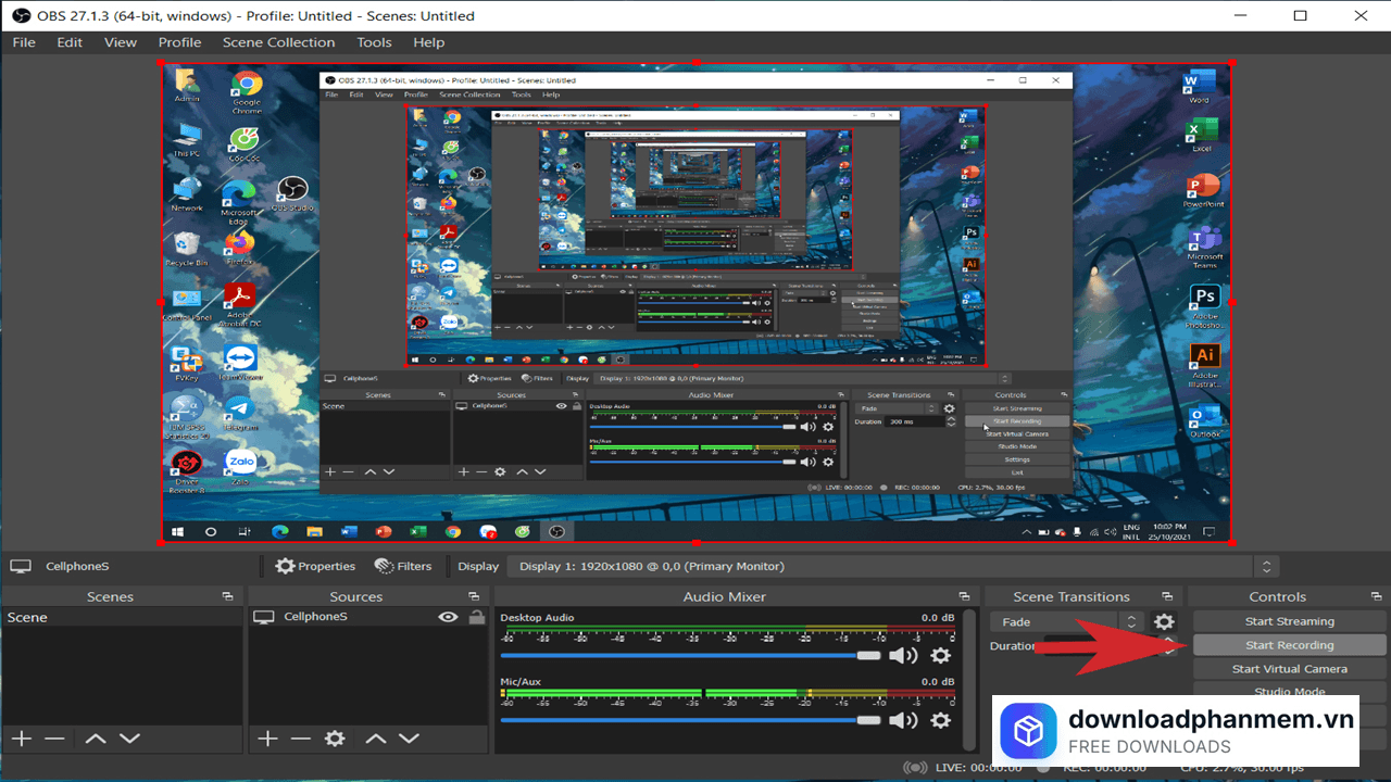 Nhấn Start Recording