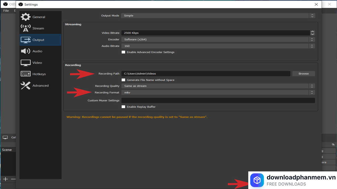 Chọn nơi lữu trữ video 