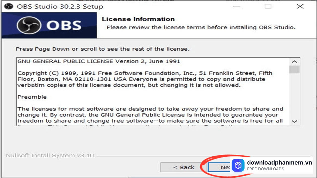 Nhấn Next để tiếp tục