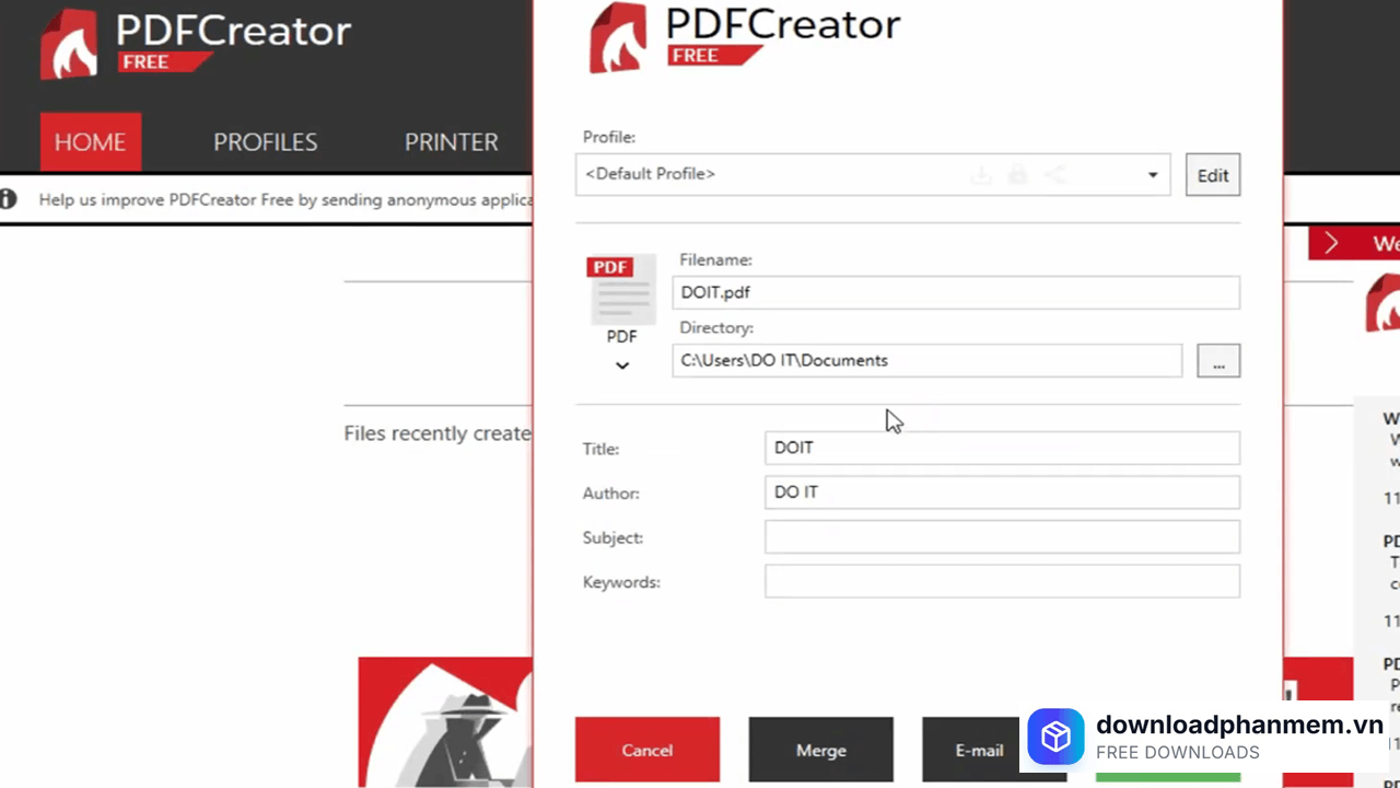 Cài đặt thông tin cho file tải xuống Cài đặt thông tin cho file tải xuống