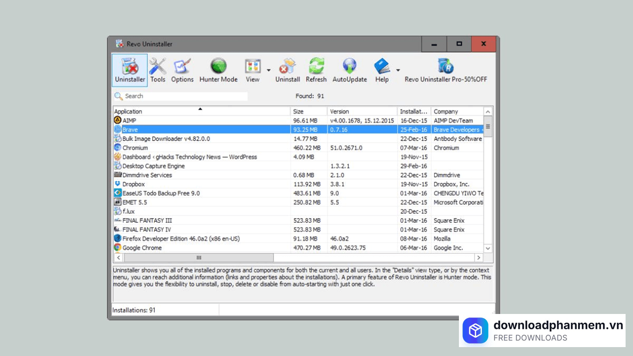 Tính năng nổi bật Revo Uninstaller 