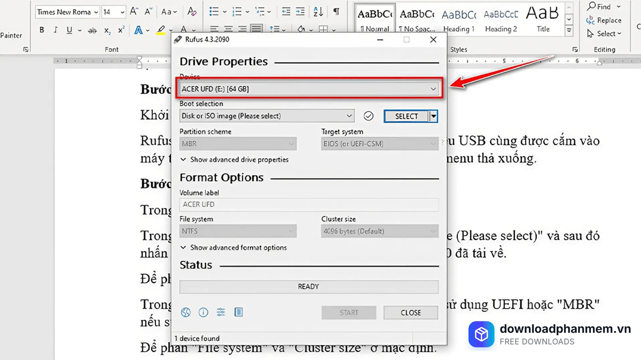 Kết nối và chuẩn bị USB