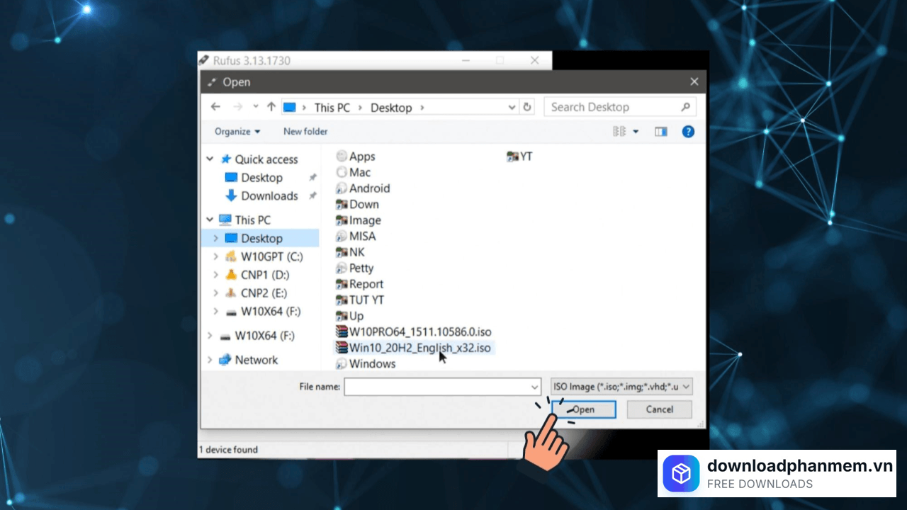 Nạp file ISO Windows 10 vào hệ thống