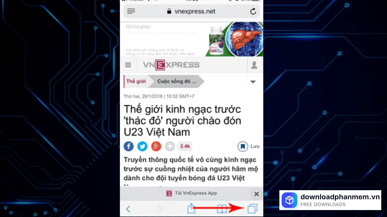 Nhấn vào biểu tượng Tab Nhấn vào biểu tượng Tab