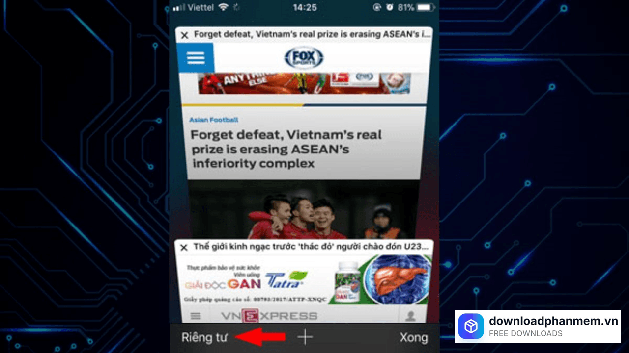 Chọn mục Riêng tư Chọn mục Riêng tư