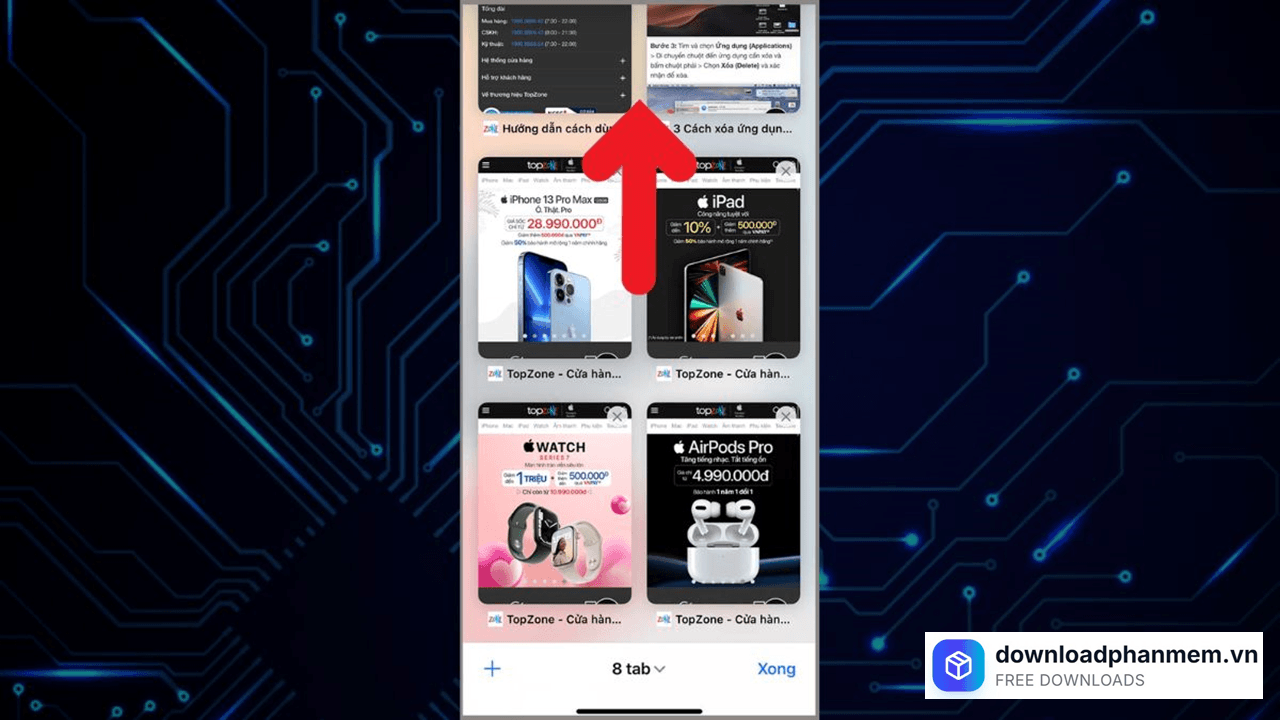 Vuốt nhẹ màn hình từ trên xuống dưới Vuốt nhẹ màn hình từ trên xuống dưới