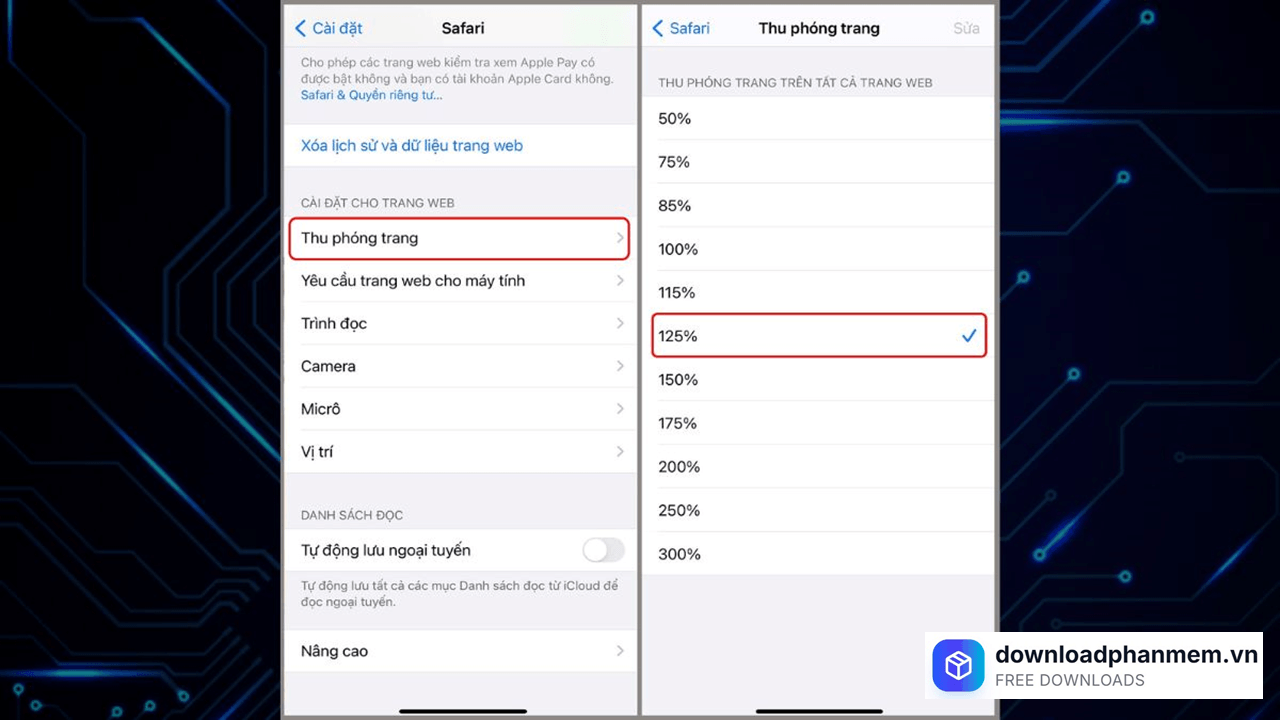 Chọn Tùy chỉnh thu phóng trang Chọn Tùy chỉnh thu phóng trang