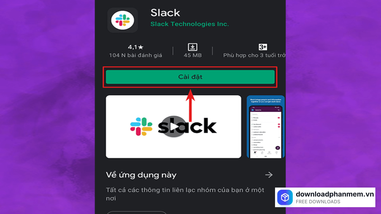 Nhấn Cài đặt tải phần mềm về máy tính