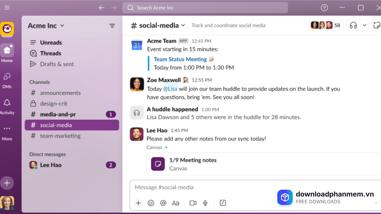 Tính năng nổi bật Slack Desktop