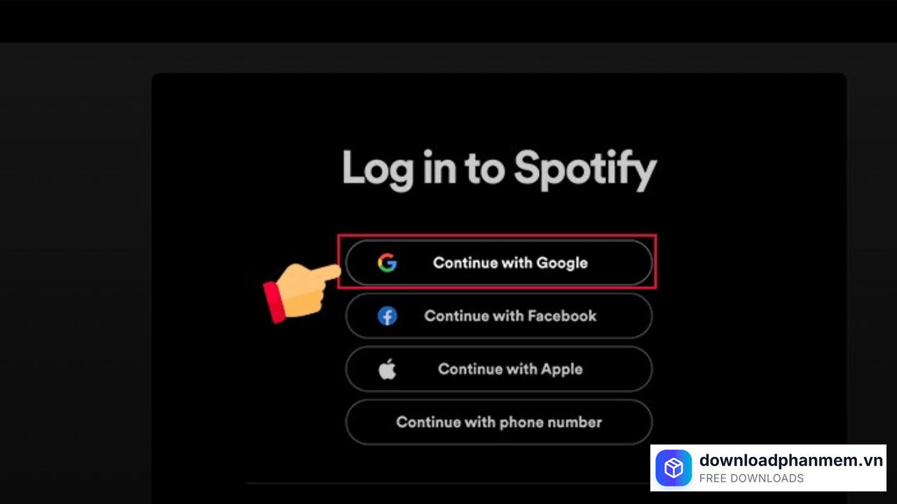 Lựa chọn hình thức đăng nhập