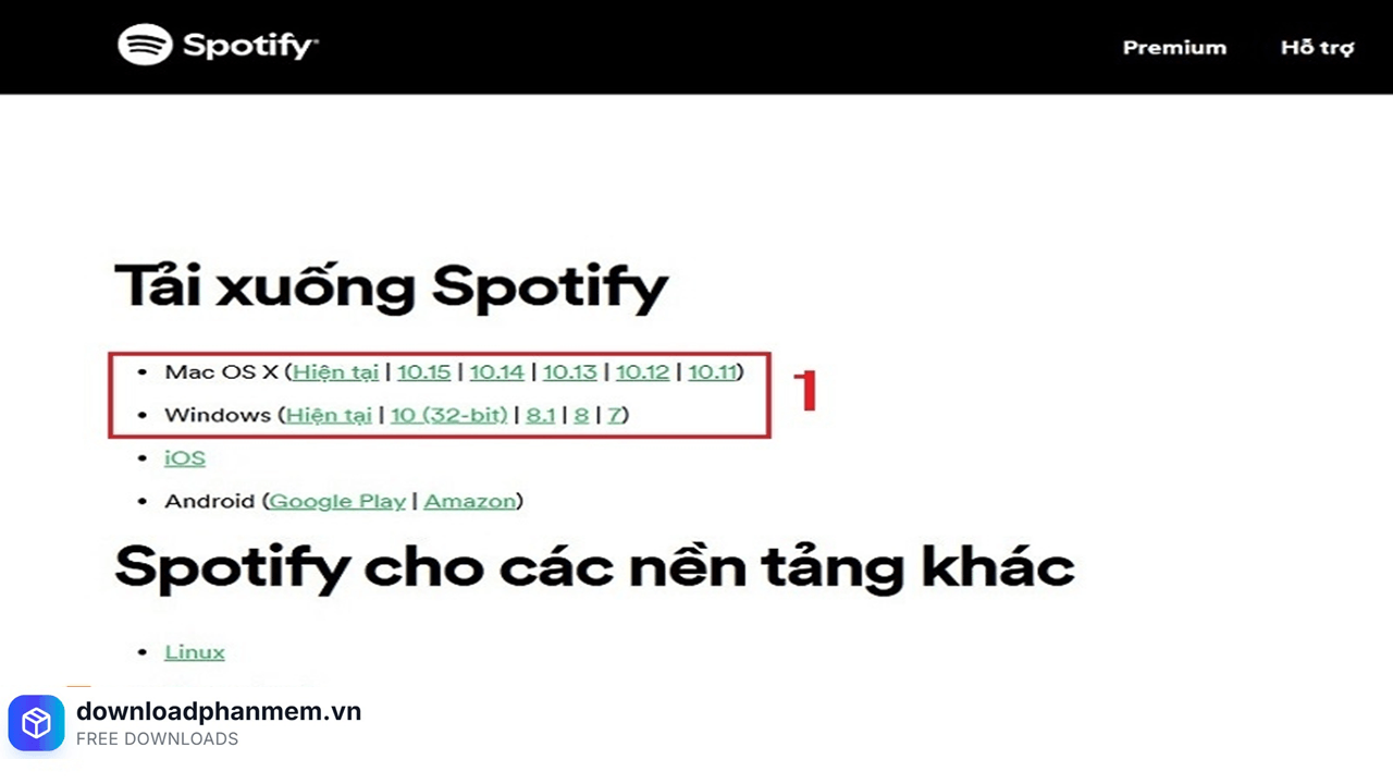 Chọn phiên bản tải xuống