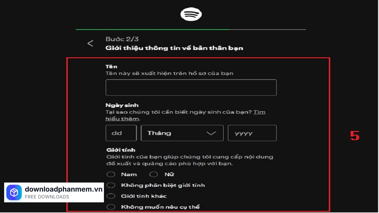 Nhập thông tin cá nhân