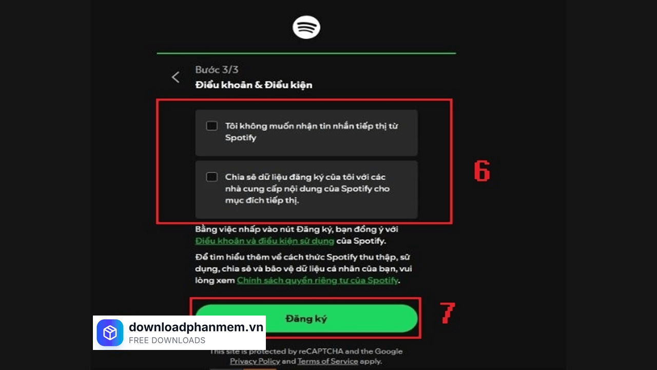 Đồng ý điều khoản và nhấn Đăng ký