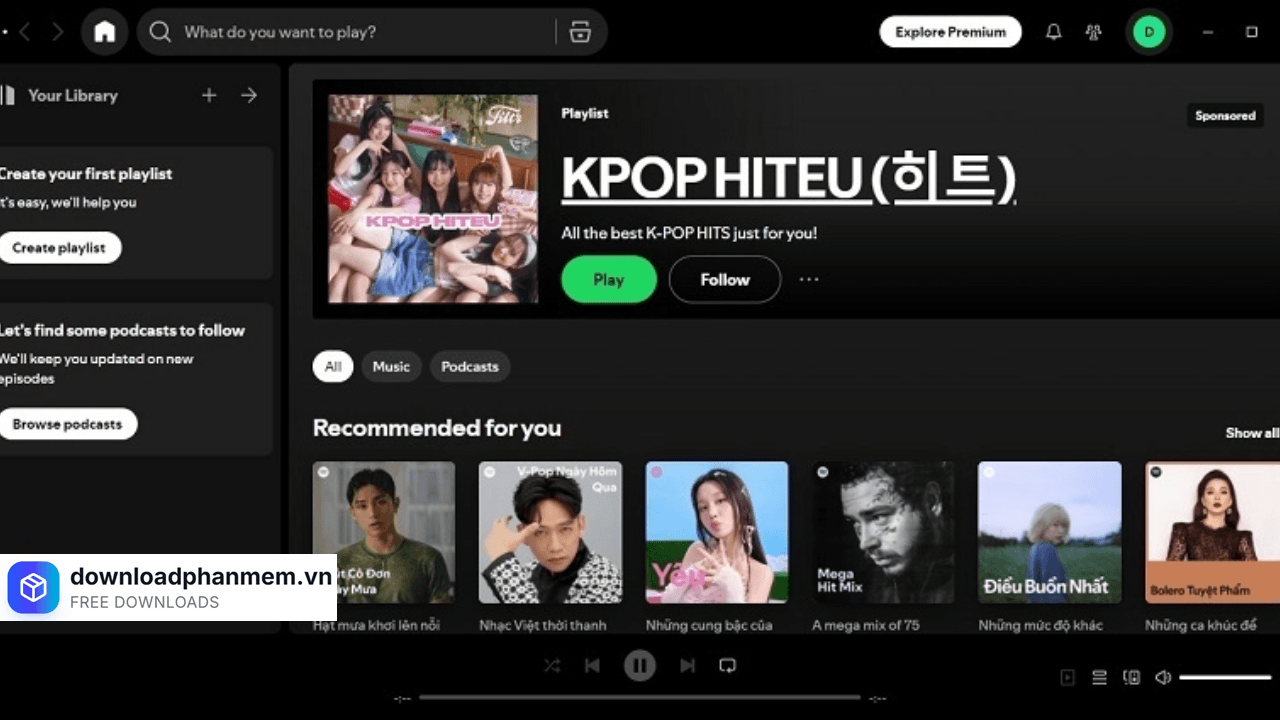 Cửa sổ màn hình Spotify