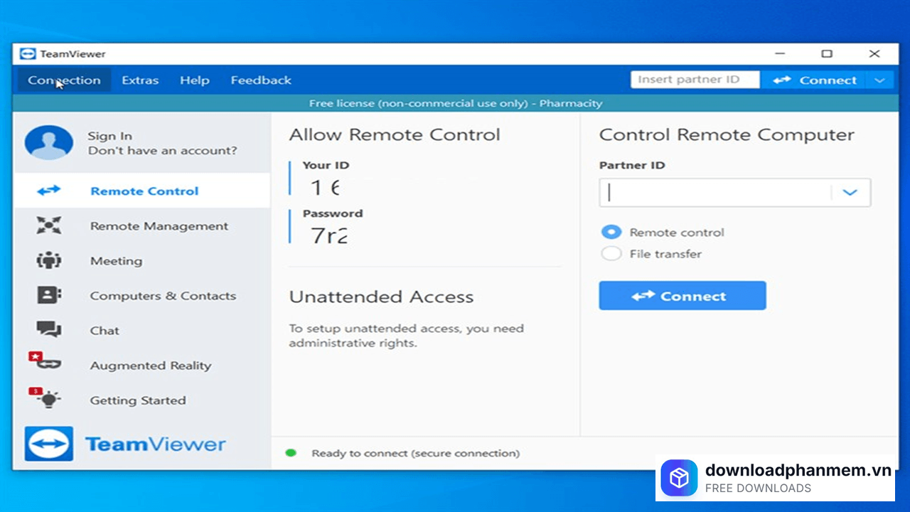 Giao diện phần mềm Teamviewer