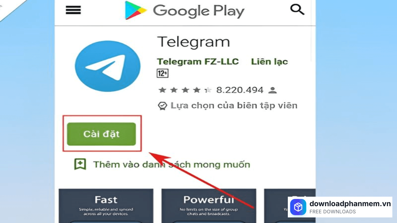 Tải xuống Telegram trong CH Play