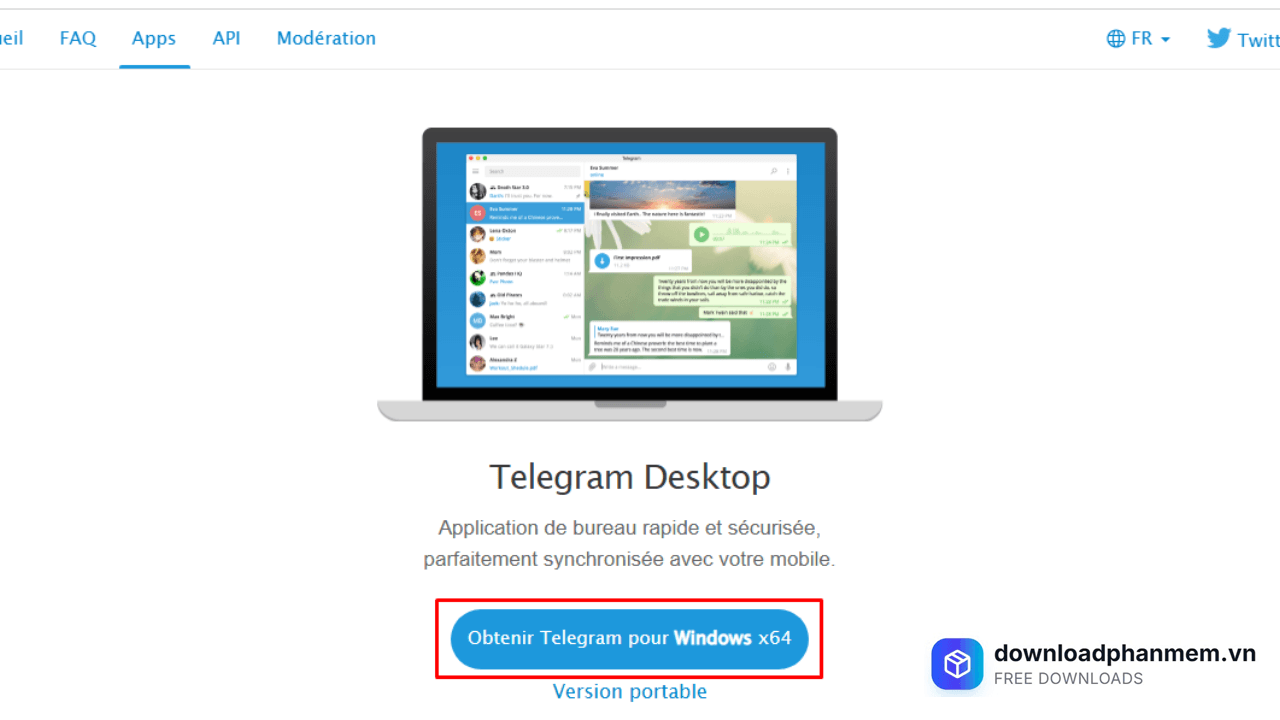 Nhấn mục Tải xuống phần mềm Telegram