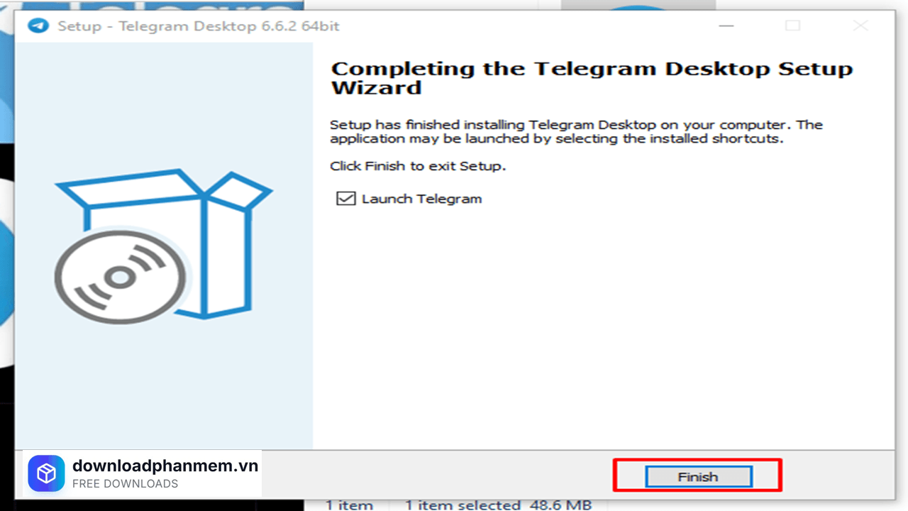 Nhấn Finish để hoàn tất quá trình cài đặt
