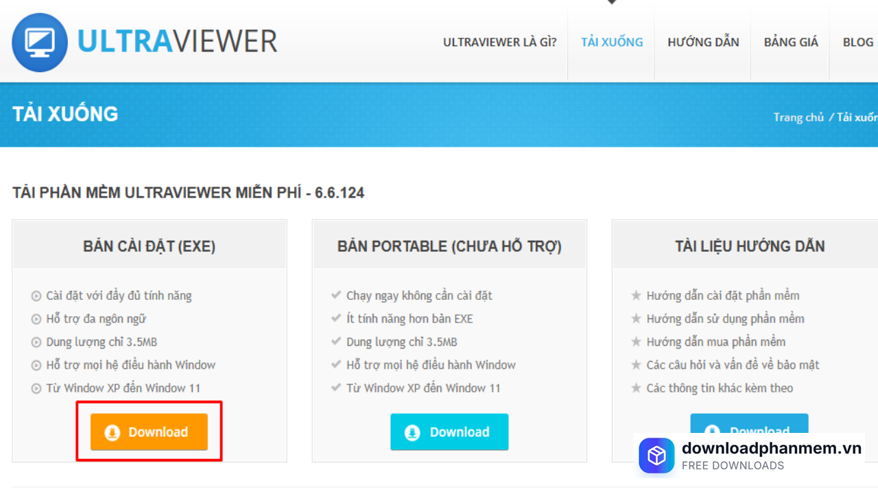 Giao diện tải xuống UltraViewer
