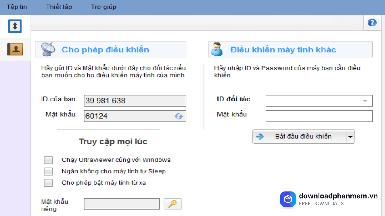 Giao diện chính của Ultraview